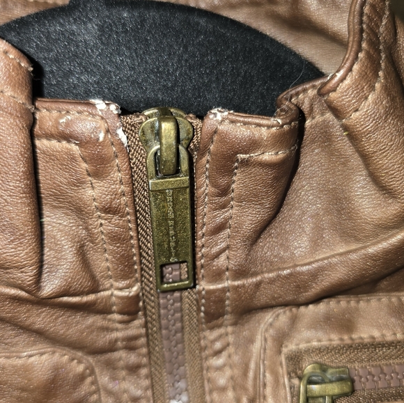 Brown Faux Leather Kids Jacket Size:3T - Picture 7 of 12